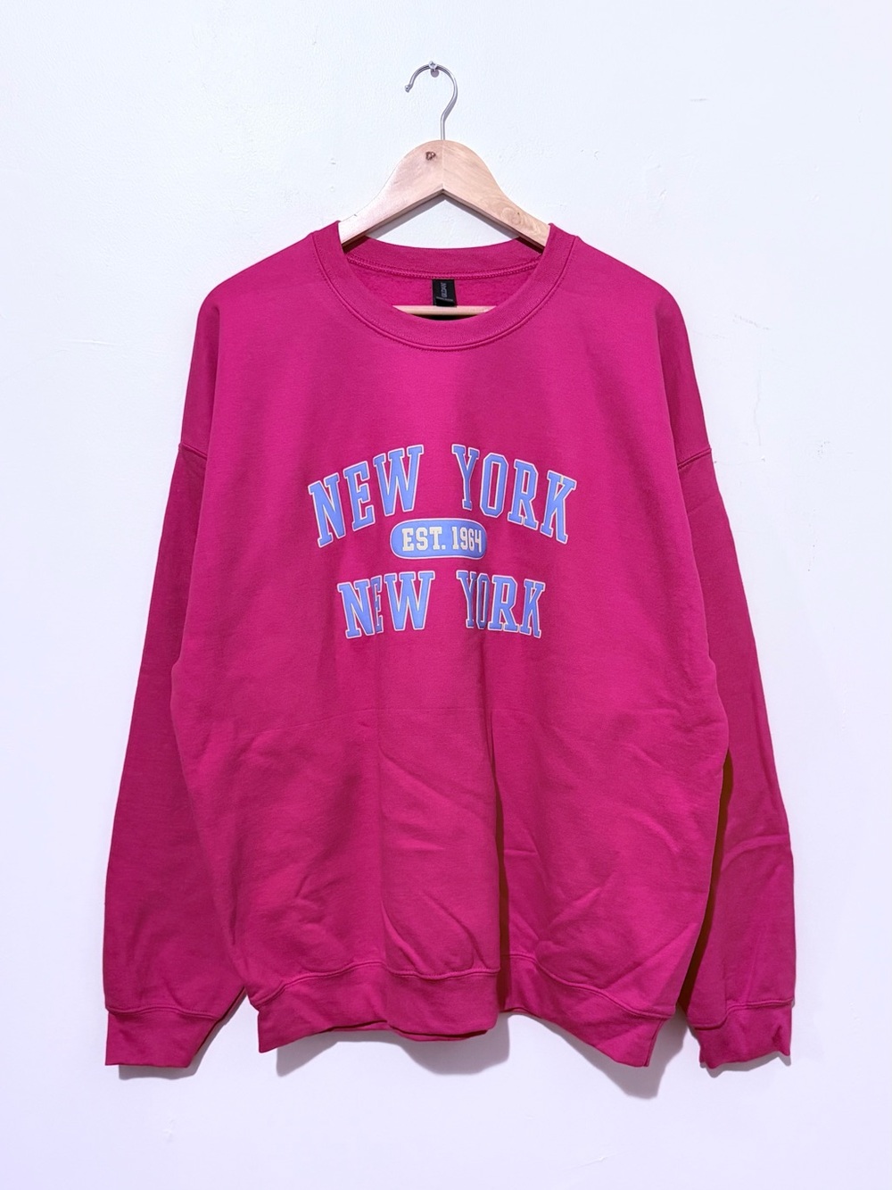 Gildan Crewneck Sweatshirt - Red with Blue & White Lettering